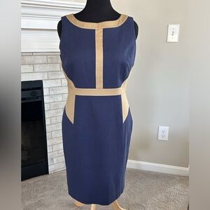 Ann Taylor Navy and Tan Dress